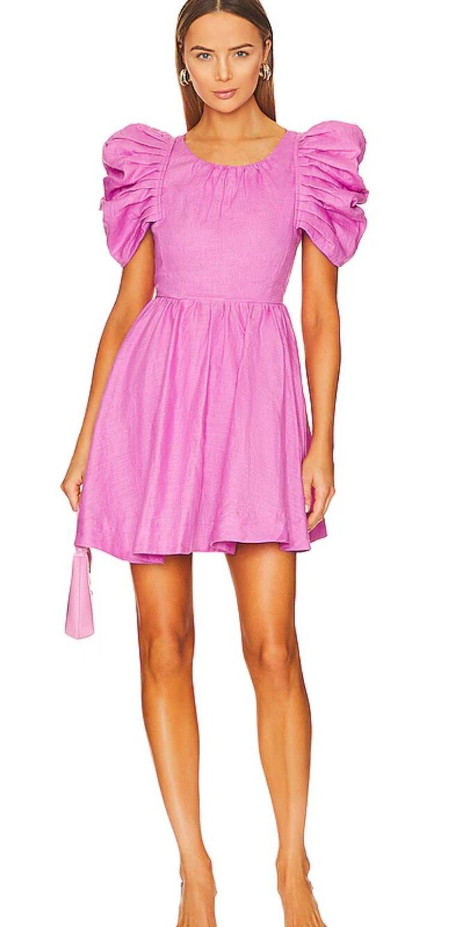 NWT Aureta Chloe Mini Dress in Pop Lilac, Medium $379 G8
